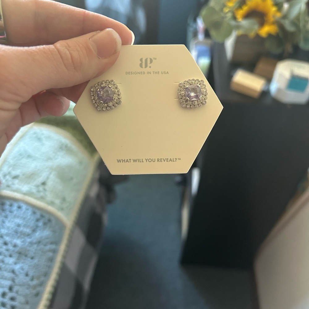 Sparkling Purple and Silver Crystal Earrings